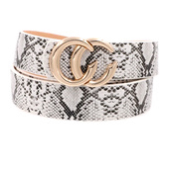 white snake print belt